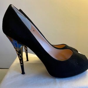 Giuseppe Zanotti Black Suede Peep Toe Heel